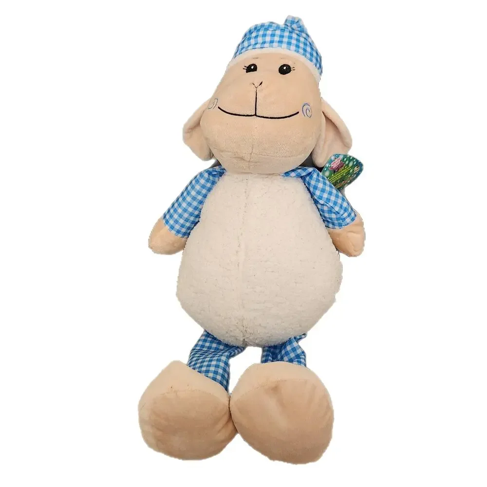 Deadstock VTG Sugar Loaf Spring Plush Lamb Blue Gingham Pajamas Claw Machine Toy